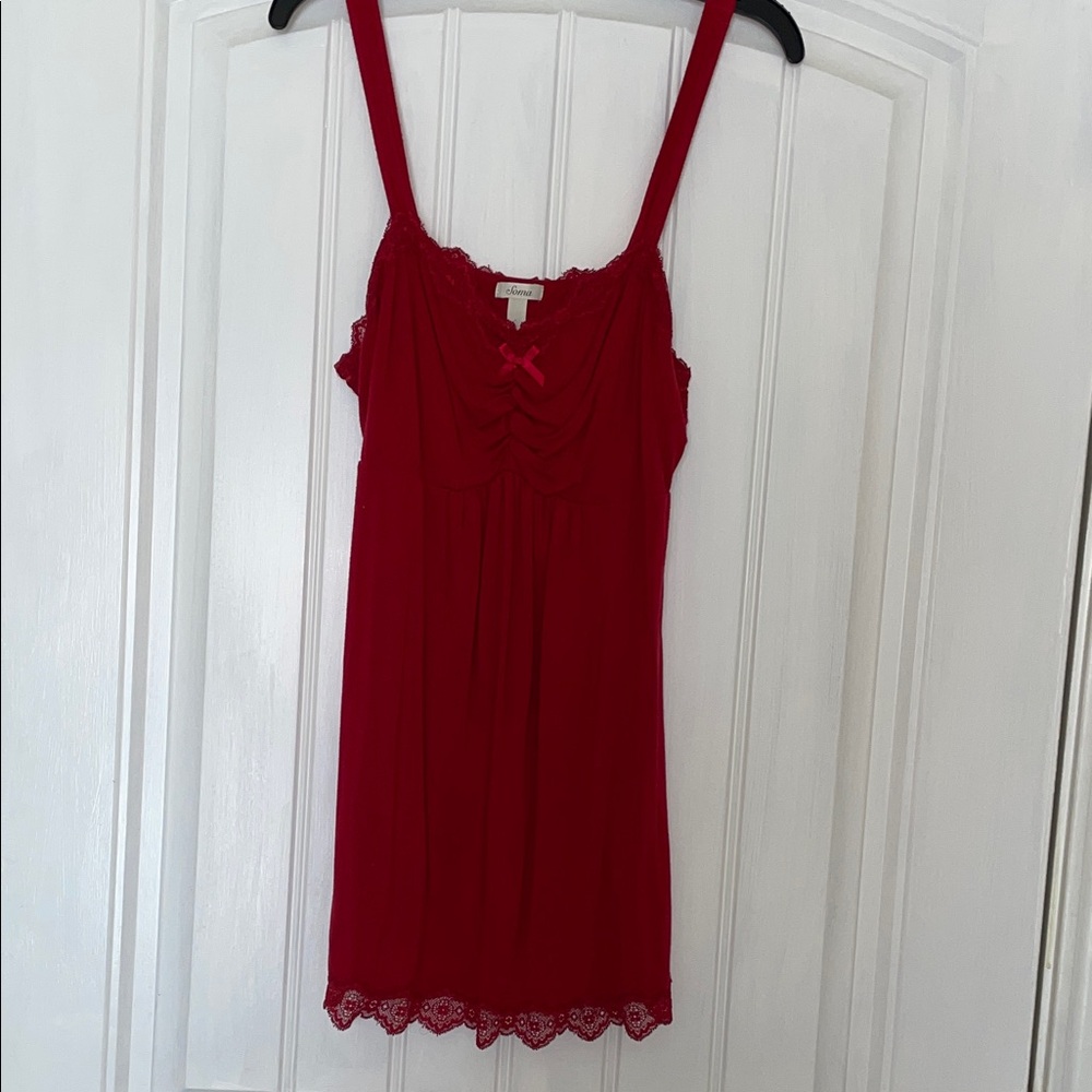 Soma Red Camisole with Lace Trim Top
